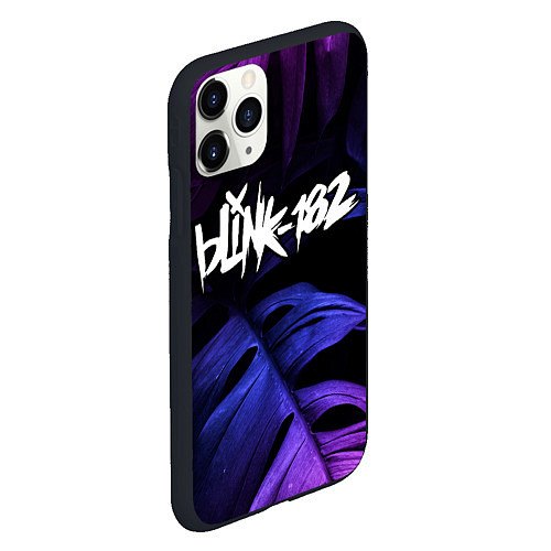 Чехол iPhone 11 Pro матовый Blink 182 neon monstera / 3D-Черный – фото 2