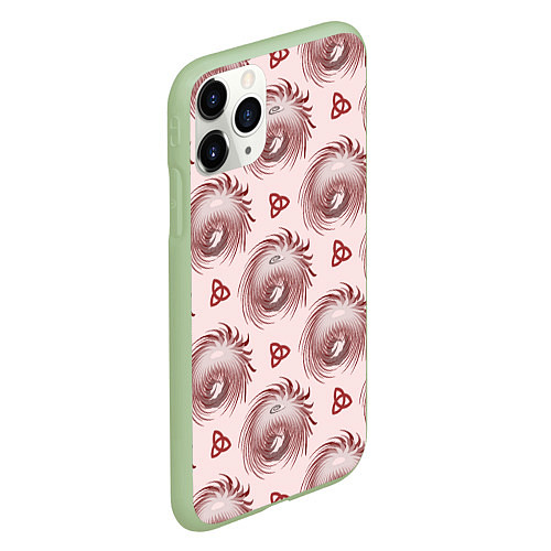 Чехол iPhone 11 Pro матовый Абстрактный цветок и трилистник / 3D-Салатовый – фото 2