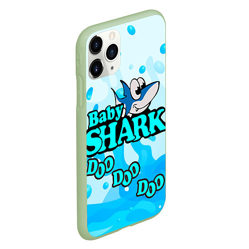 Чехол iPhone 11 Pro матовый Baby Shark Doo-Doo-Doo / 3D-Салатовый – фото 2