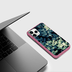 Чехол iPhone 11 Pro матовый Темные листья, цвет: 3D-малиновый — фото 2