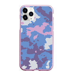 Чехол iPhone 11 Pro матовый Синий камуфляж, цвет: 3D-розовый