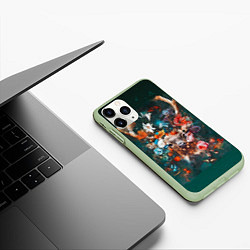 Чехол iPhone 11 Pro матовый Сказочный олень Акварель, цвет: 3D-салатовый — фото 2