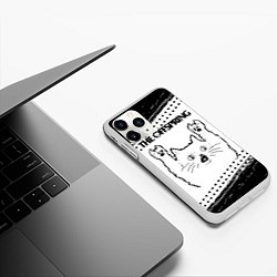 Чехол iPhone 11 Pro матовый The Offspring рок кот на светлом фоне, цвет: 3D-белый — фото 2