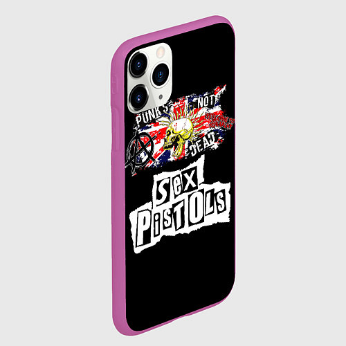 Чехол iPhone 11 Pro матовый Sex Pistols - punks not dead / 3D-Фиолетовый – фото 2