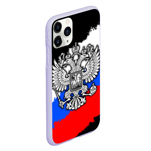 Чехол iPhone 11 Pro матовый Триколор - герб РФ / 3D-Светло-сиреневый – фото 2