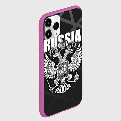 Чехол iPhone 11 Pro матовый Russia - герб РФ / 3D-Фиолетовый – фото 2