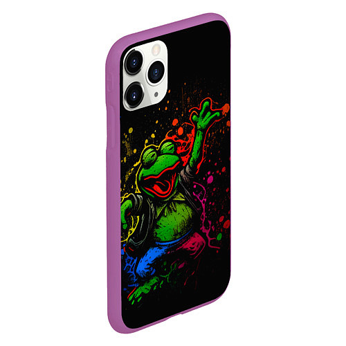 Чехол iPhone 11 Pro матовый Лягушонок Пепе веселится с граффити / 3D-Фиолетовый – фото 2