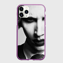 Чехол iPhone 11 Pro матовый Marilyn Manson looks at you, цвет: 3D-фиолетовый