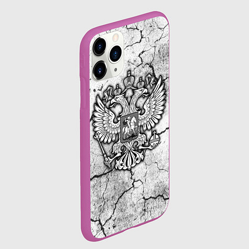 Чехол iPhone 11 Pro матовый Герб РФ - потресканная земля / 3D-Фиолетовый – фото 2