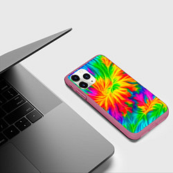 Чехол iPhone 11 Pro матовый Тай-дай кислотные краски, цвет: 3D-малиновый — фото 2