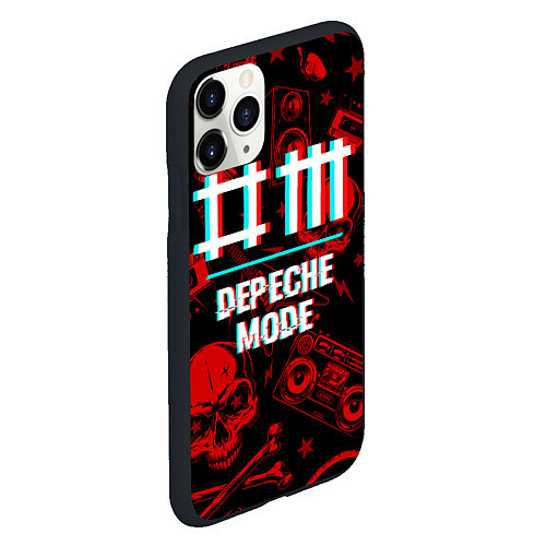 Чехол iPhone 11 Pro матовый Depeche Mode rock glitch / 3D-Черный – фото 2