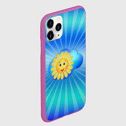 Чехол iPhone 11 Pro матовый Веселое солнышко, цвет: 3D-фиолетовый — фото 2