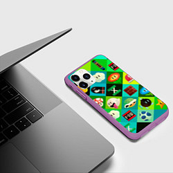 Чехол iPhone 11 Pro матовый Марио паттерн, цвет: 3D-фиолетовый — фото 2