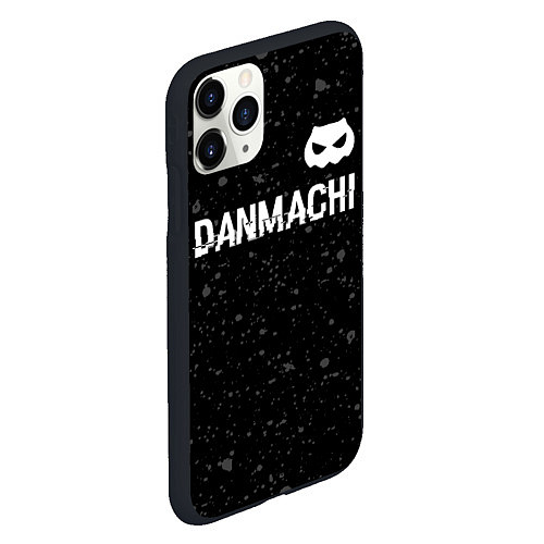 Чехол iPhone 11 Pro матовый DanMachi glitch на темном фоне: символ сверху / 3D-Черный – фото 2