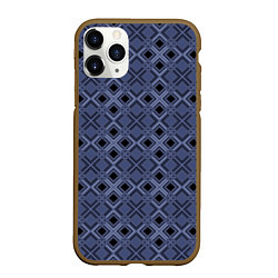 Чехол iPhone 11 Pro матовый Геометрический узор в черно-синих тонах, цвет: 3D-коричневый