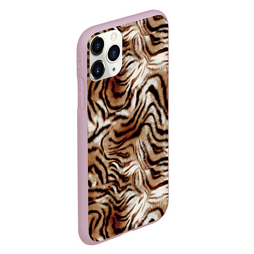 Чехол iPhone 11 Pro матовый Меховая шкура тигра / 3D-Розовый – фото 2