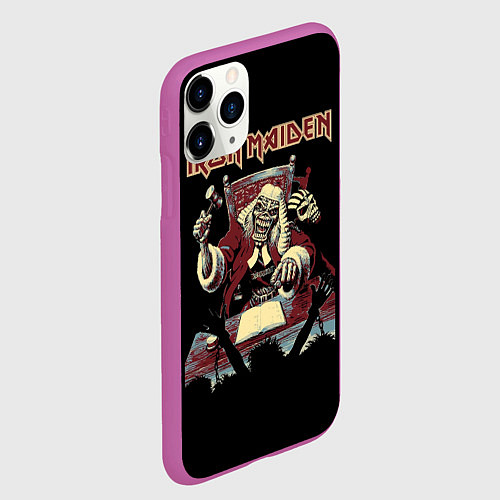 Чехол iPhone 11 Pro матовый Iron Maiden - судья / 3D-Фиолетовый – фото 2