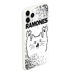 Чехол iPhone 11 Pro матовый Ramones рок кот на светлом фоне, цвет: 3D-белый — фото 2