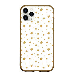 Чехол iPhone 11 Pro матовый Бежевые звездочки на белом фоне, цвет: 3D-коричневый