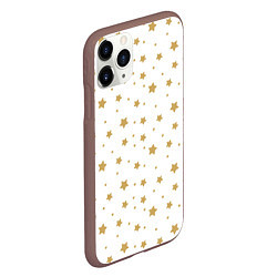 Чехол iPhone 11 Pro матовый Бежевые звездочки на белом фоне, цвет: 3D-коричневый — фото 2