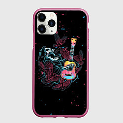 Чехол iPhone 11 Pro матовый Мёртвый музыкант с гитарой, цвет: 3D-малиновый