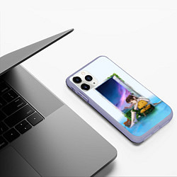 Чехол iPhone 11 Pro матовый Судзумэ закрывающая двери, цвет: 3D-светло-сиреневый — фото 2