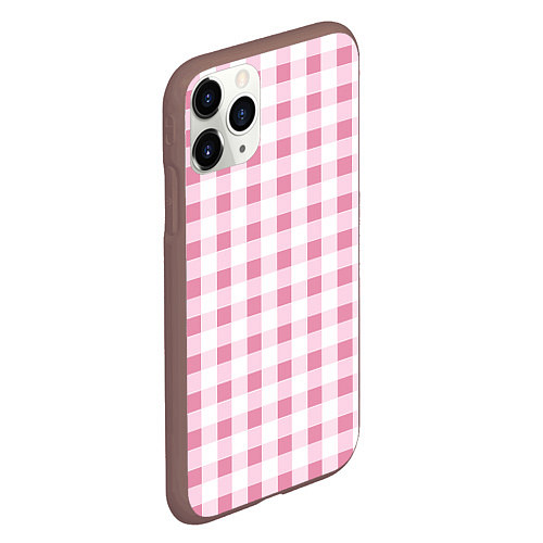 Чехол iPhone 11 Pro матовый Барби-розовый: клетка / 3D-Коричневый – фото 2