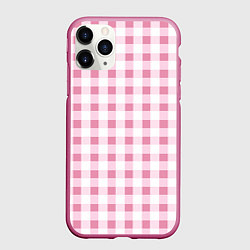 Чехол iPhone 11 Pro матовый Барби-розовый: клетка, цвет: 3D-малиновый