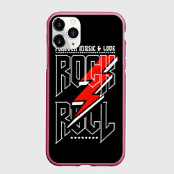 Чехол iPhone 11 Pro матовый Rock and Roll Forever, цвет: 3D-малиновый