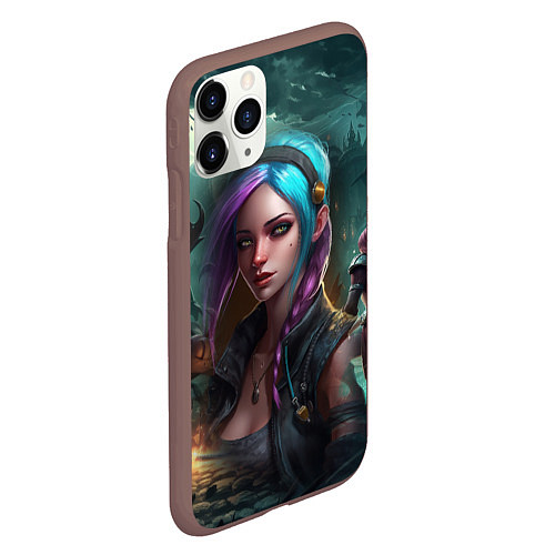 Чехол iPhone 11 Pro матовый Jinx art Arcane League of Legends / 3D-Коричневый – фото 2