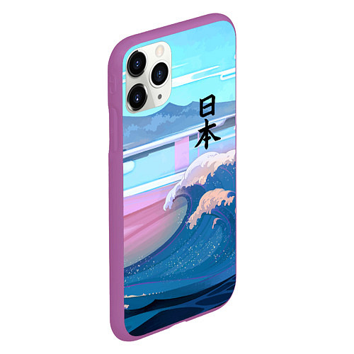 Чехол iPhone 11 Pro матовый Japan - landscape - waves / 3D-Фиолетовый – фото 2