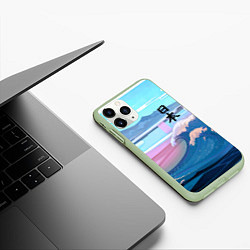 Чехол iPhone 11 Pro матовый Japan - landscape - waves, цвет: 3D-салатовый — фото 2