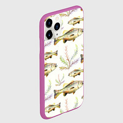 Чехол iPhone 11 Pro матовый Рыбное семейство, цвет: 3D-фиолетовый — фото 2