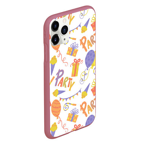 Чехол iPhone 11 Pro матовый Party style / 3D-Малиновый – фото 2