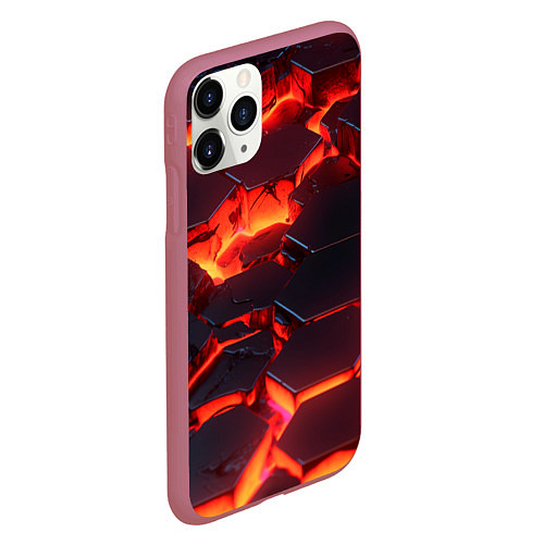 Чехол iPhone 11 Pro матовый Огненные наносоты / 3D-Малиновый – фото 2