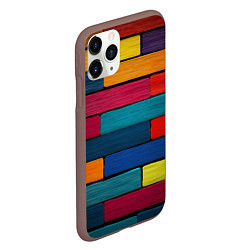 Чехол iPhone 11 Pro матовый Цветные кирпичики, цвет: 3D-коричневый — фото 2