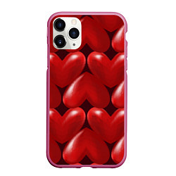 Чехол iPhone 11 Pro матовый Red hearts