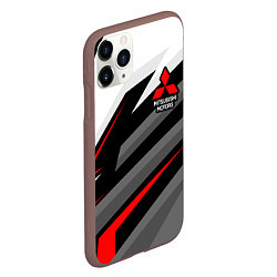 Чехол iPhone 11 Pro матовый Mitsubishi motors - красная линия, цвет: 3D-коричневый — фото 2