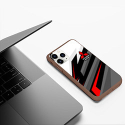 Чехол iPhone 11 Pro матовый Mitsubishi motors - красная линия, цвет: 3D-коричневый — фото 2