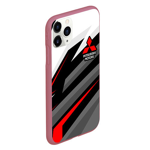 Чехол iPhone 11 Pro матовый Mitsubishi motors - красная линия / 3D-Малиновый – фото 2