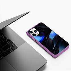 Чехол iPhone 11 Pro матовый Black blue elements, цвет: 3D-фиолетовый — фото 2