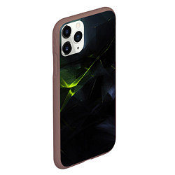 Чехол iPhone 11 Pro матовый Black green elements, цвет: 3D-коричневый — фото 2