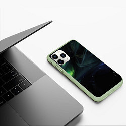 Чехол iPhone 11 Pro матовый Dark green black elements, цвет: 3D-салатовый — фото 2