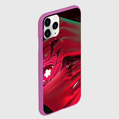 Чехол iPhone 11 Pro матовый Ху Тао смотрит - Геншин / 3D-Фиолетовый – фото 2