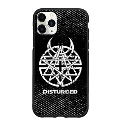 Чехол iPhone 11 Pro матовый Disturbed с потертостями на темном фоне, цвет: 3D-черный