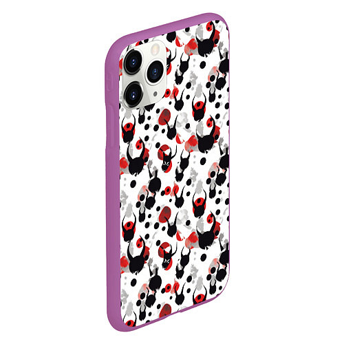 Чехол iPhone 11 Pro матовый Паттерн с рогами / 3D-Фиолетовый – фото 2