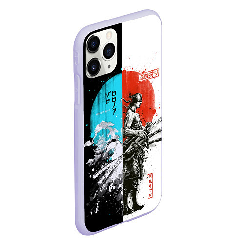 Чехол iPhone 11 Pro матовый Зоро в инверсии - One Piece / 3D-Светло-сиреневый – фото 2