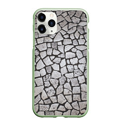 Чехол iPhone 11 Pro матовый Каменный серый паттерн, цвет: 3D-салатовый