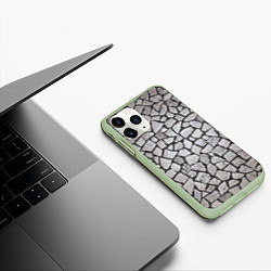 Чехол iPhone 11 Pro матовый Каменный серый паттерн, цвет: 3D-салатовый — фото 2