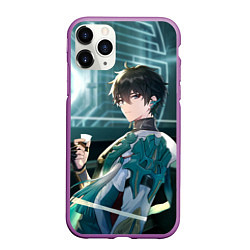 Чехол iPhone 11 Pro матовый Дань Хэн в общем вагоне, цвет: 3D-фиолетовый